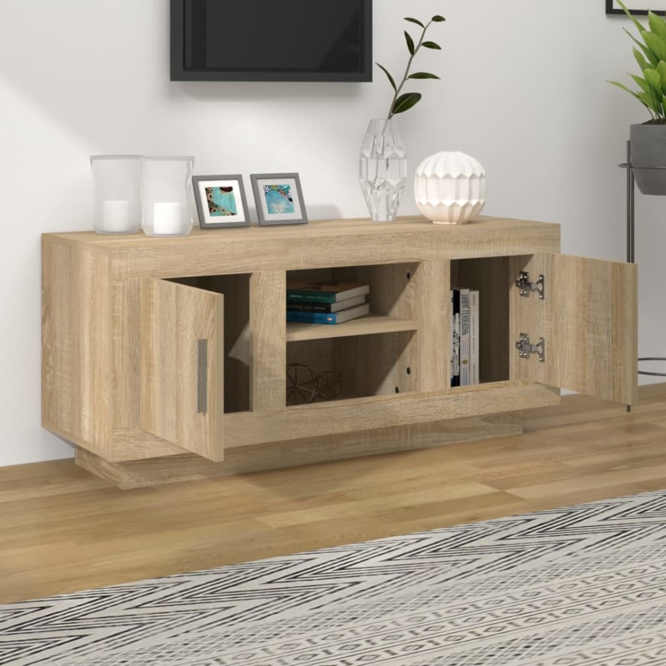 Mueble de TV madera contrachapada roble Sonoma 102x35x45