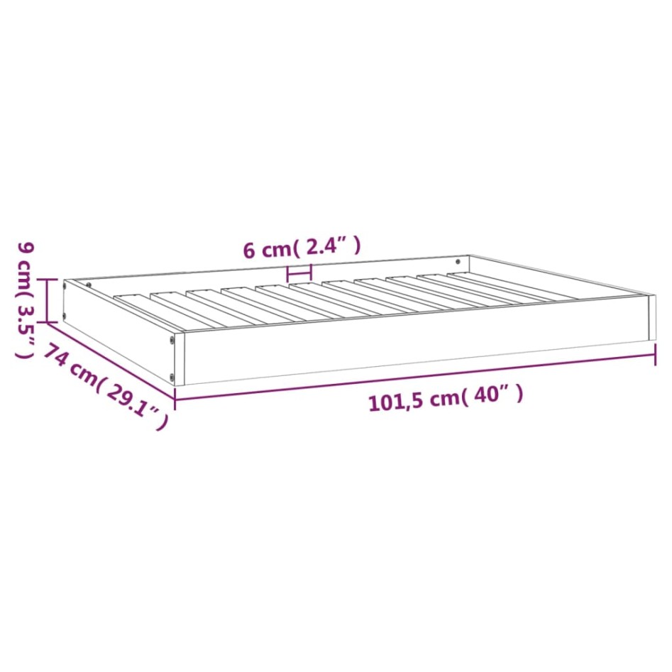 Cama para perros madera maciza de pino 101,5x74x9