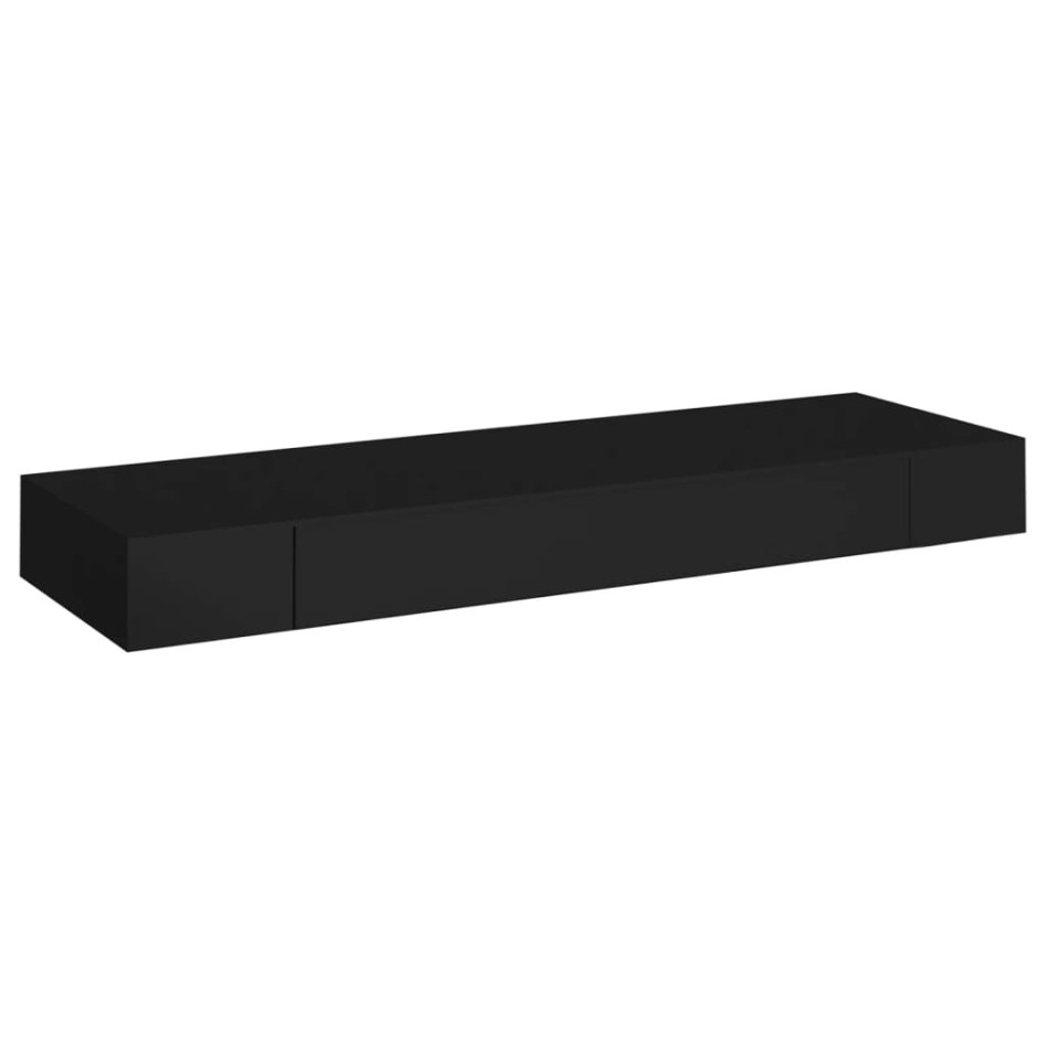 Estante flotante de pared con cajón negro 80x25x8