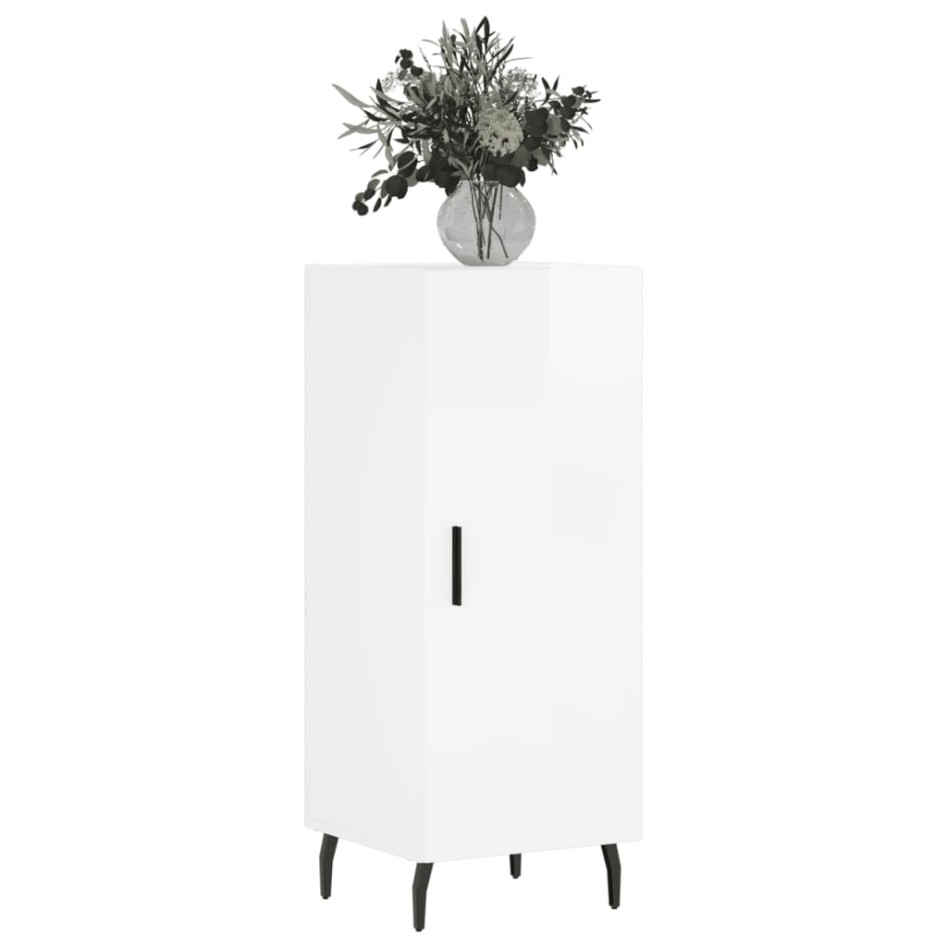 Aparador de madera contrachapada blanco brillante 34,5x34x90