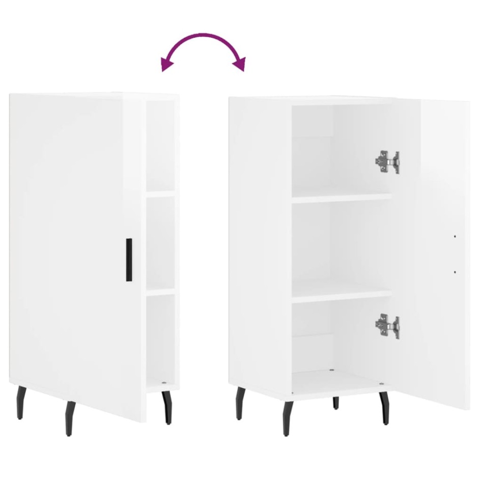 Aparador de madera contrachapada blanco brillante 34,5x34x90