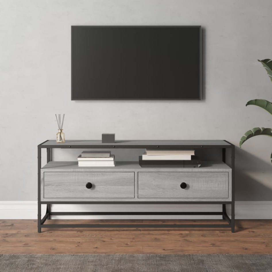 Mueble de TV madera contrachapada gris Sonoma 100x35x45