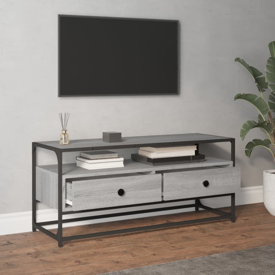 Mueble de TV madera contrachapada gris Sonoma 100x35x45