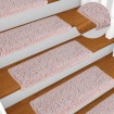 Alfombras de peldaños de escalera 15uds blanco y rosa 65x21x4cm