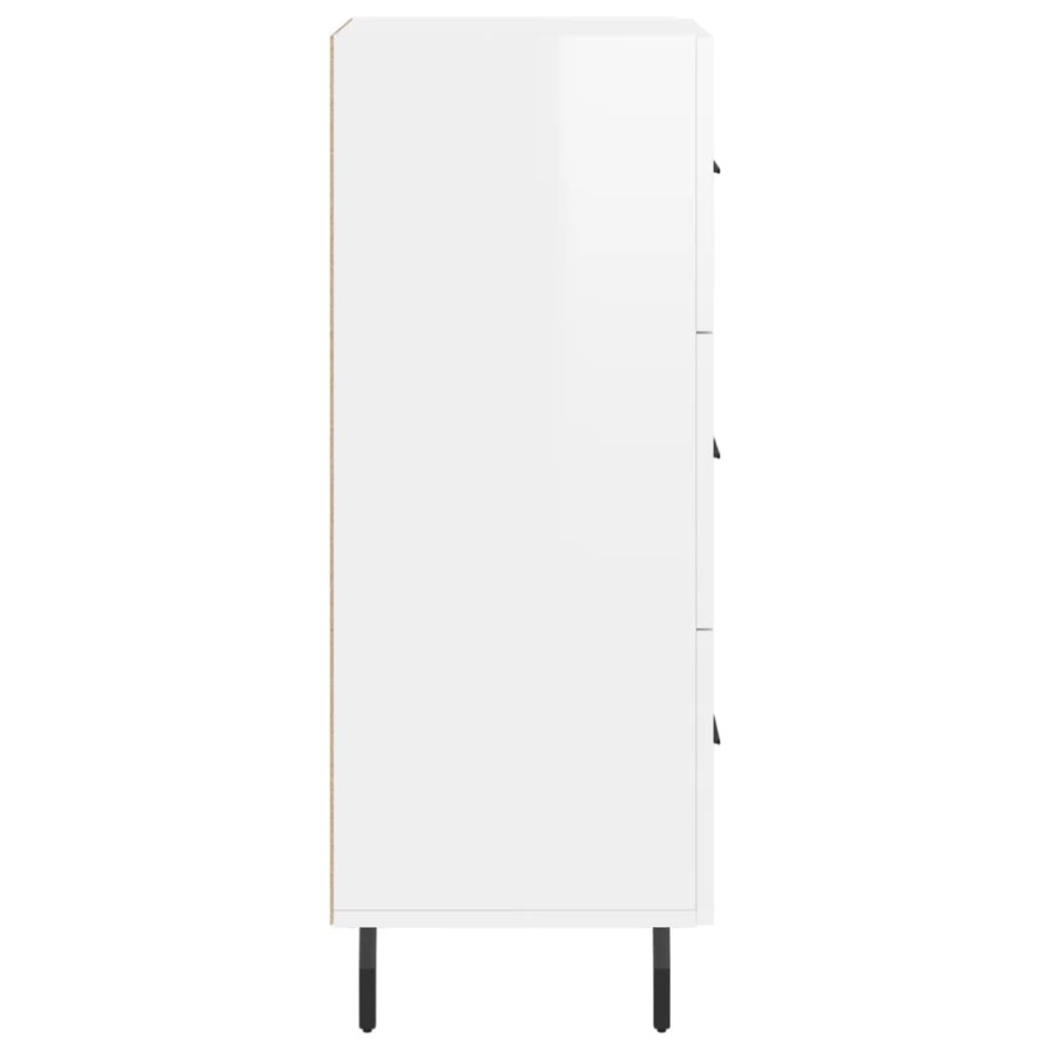 Aparador de madera contrachapada blanco brillante 34,5x34x90