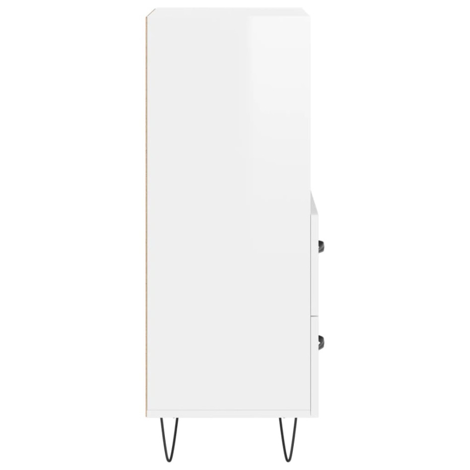 Aparador de madera contrachapada blanco brillante 34,5x34x90