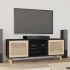 Mueble para TV madera maciza pino y ratán natural 105x30x40