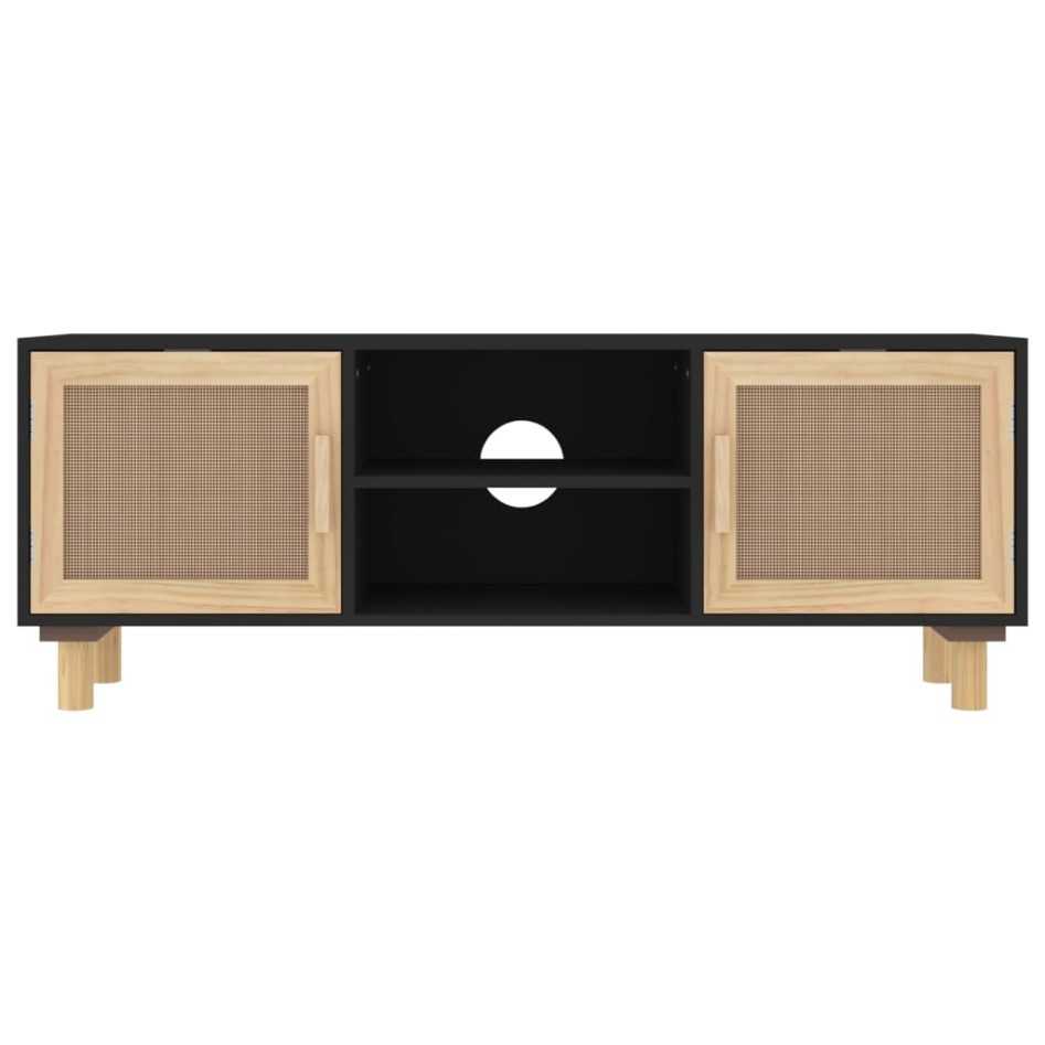 Mueble para TV madera maciza pino y ratán natural 105x30x40