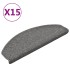 Alfombras de peldaños de escalera 15 uds gris oscuro 65x24x4