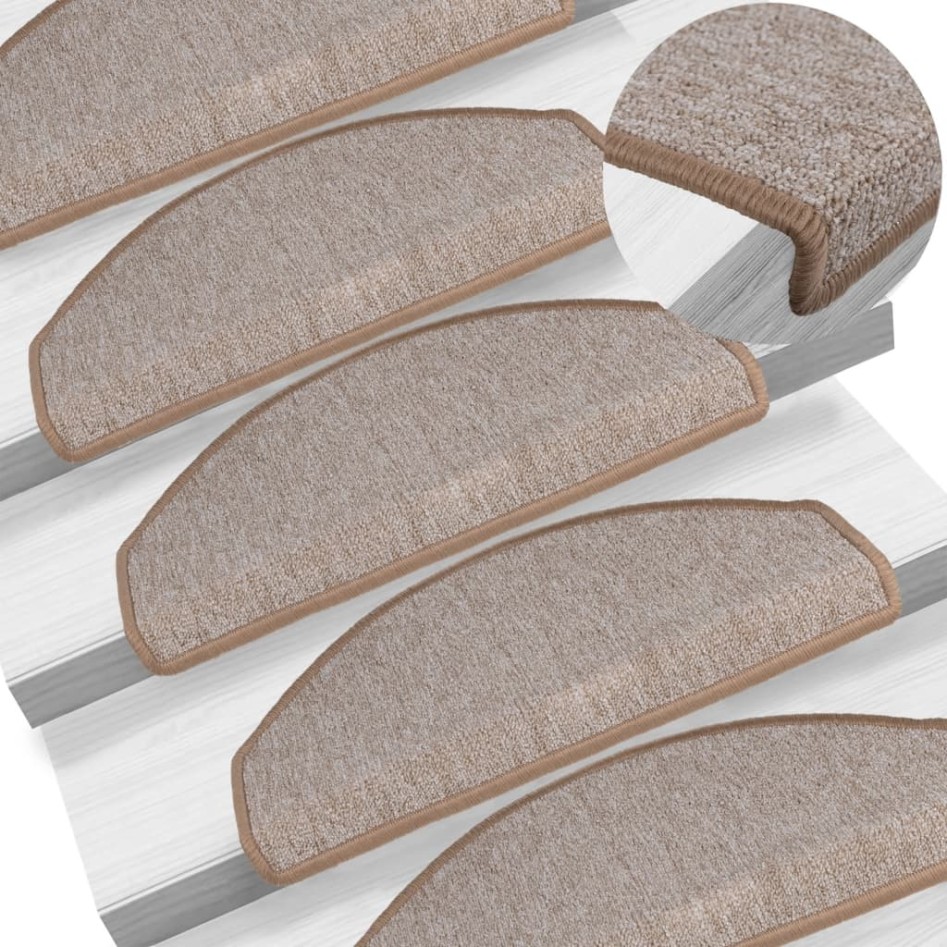 Alfombrillas de escalera 15 unidades marrón claro 65x24x4