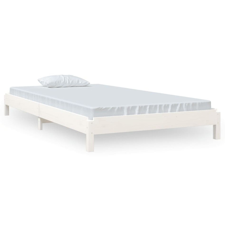 Cama apilable de madera pino maciza blanco 80x200