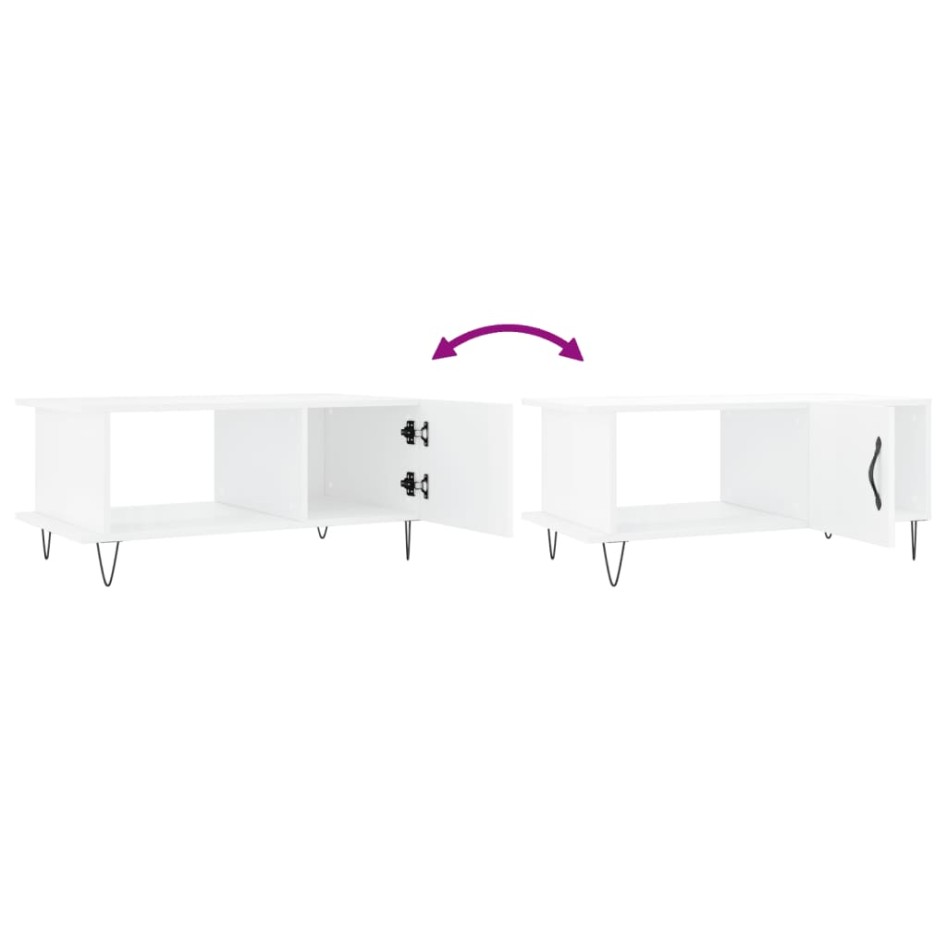 Mesa de centro madera contrachapada blanco brillo 90x50x40