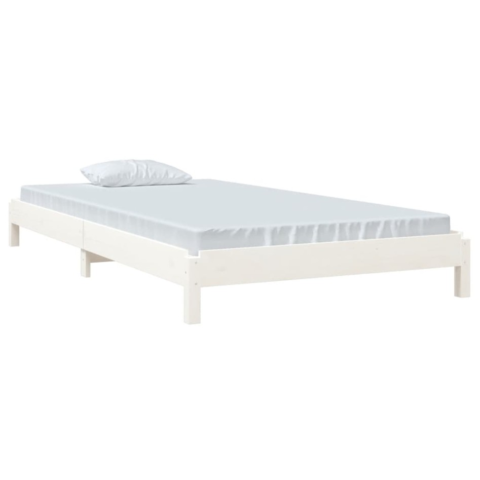 Cama apilable de madera pino maciza blanco 80x200