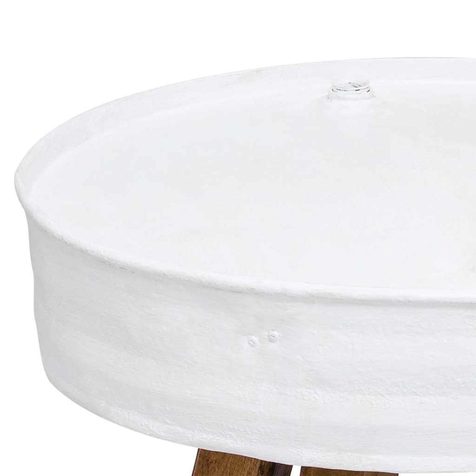 Mesa de centro de madera maciza reciclada blanco 60x45