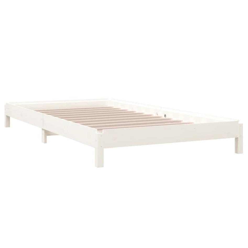 Cama apilable de madera pino maciza blanco 80x200