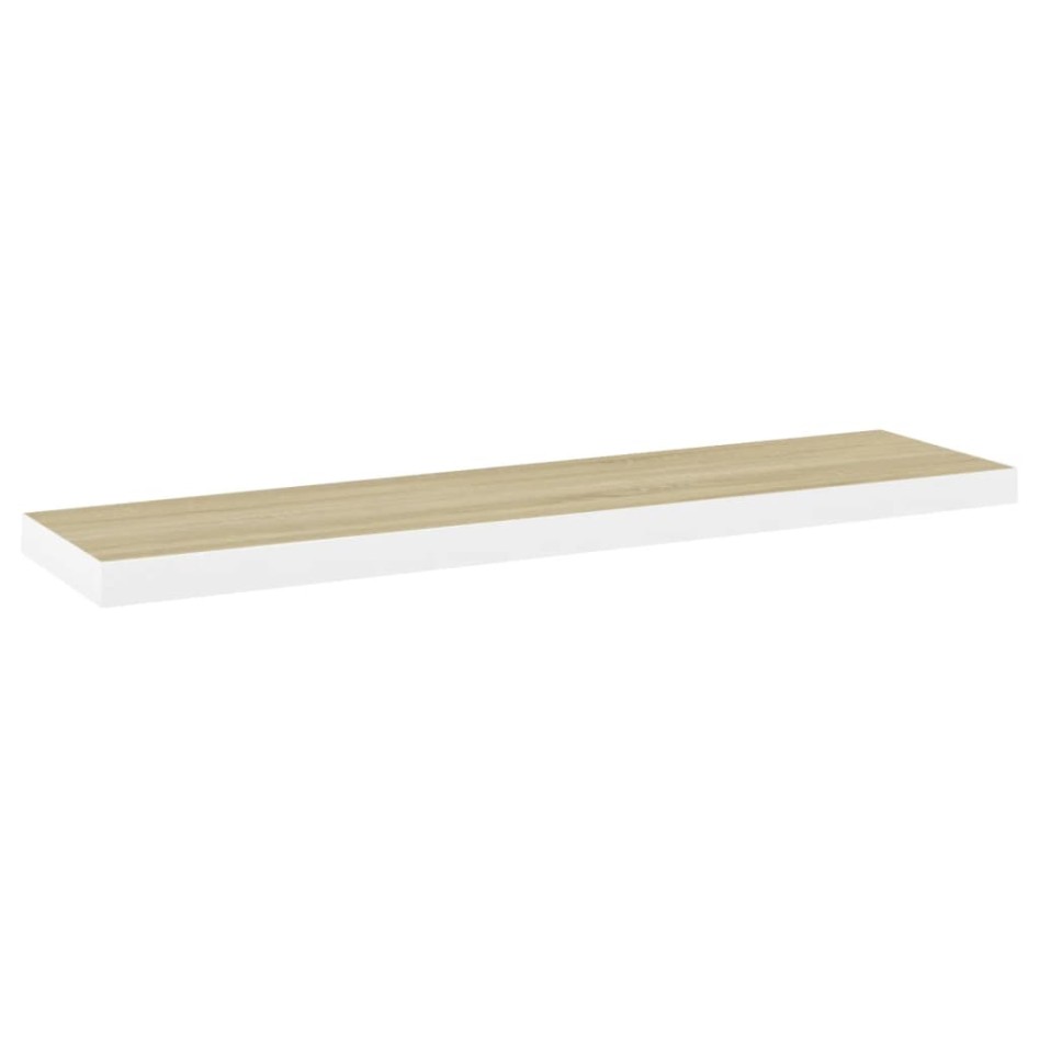 Estante flotante pared 4 uds MDF roble y blanco 120x23,5x3,8