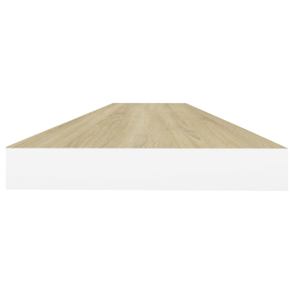 Estante flotante pared 4 uds MDF roble y blanco 120x23,5x3,8