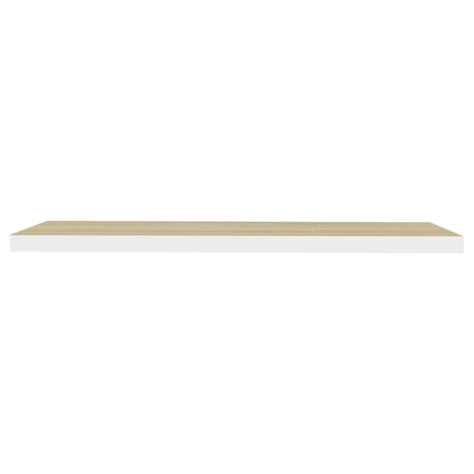 Estante flotante pared 4 uds MDF roble y blanco 120x23,5x3,8