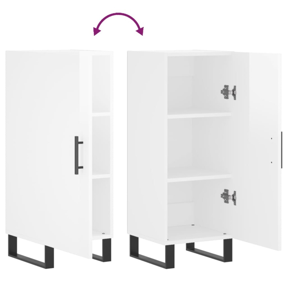 Aparador de madera contrachapada blanco brillante 34,5x34x90