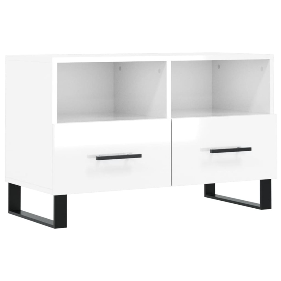 Mueble de TV madera contrachapada blanco brillo 80x36x50