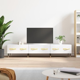 Mueble de TV madera de ingeniería blanco brillo 150x36x30