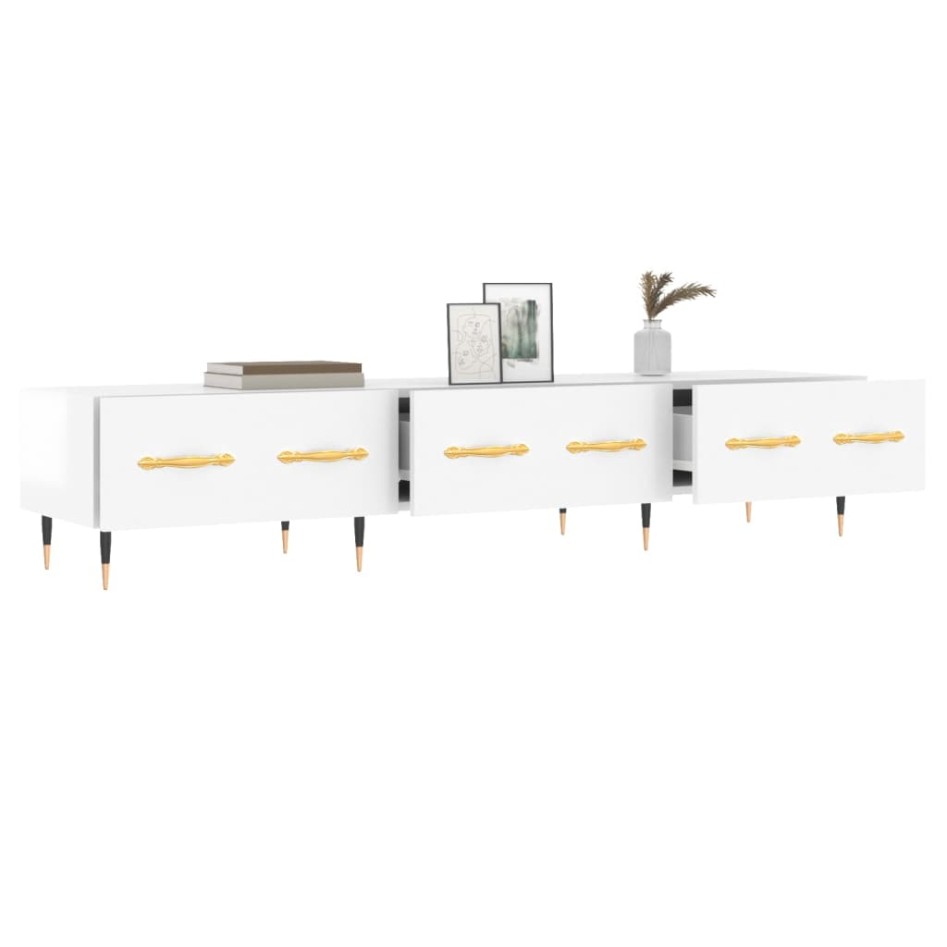 Mueble de TV madera de ingeniería blanco brillo 150x36x30