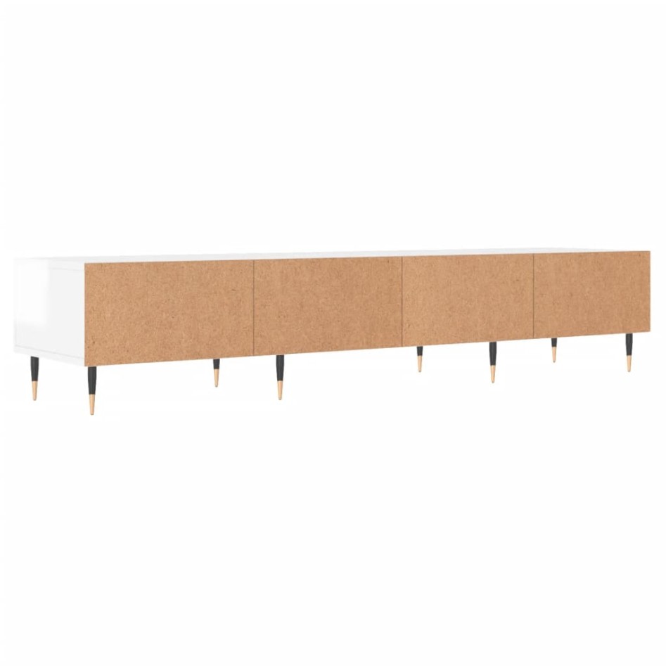 Mueble de TV madera de ingeniería blanco brillo 150x36x30