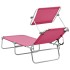 Tumbona plegable con toldo de acero rosa