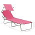 Tumbona plegable con toldo de acero rosa
