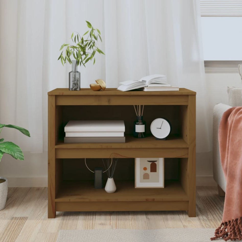 Estantería madera maciza de pino marrón miel 80x35x68