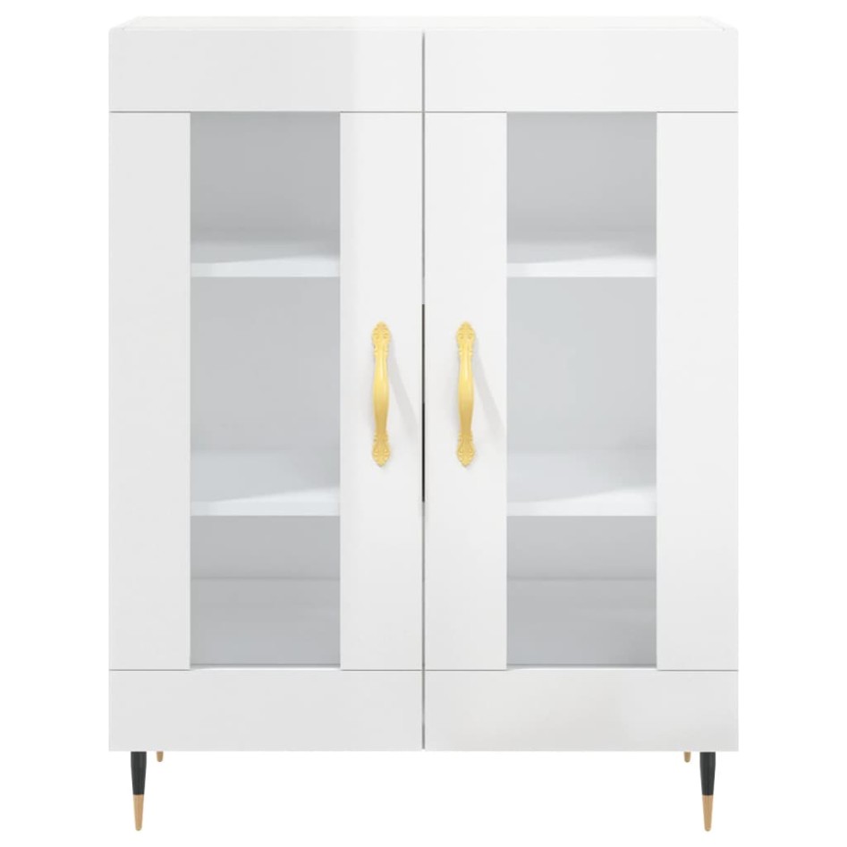 Aparador de madera contrachapada blanco brillante 69,5x34x90