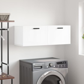 Armario de pared madera ingeniería blanco brillo 100x36,5x35