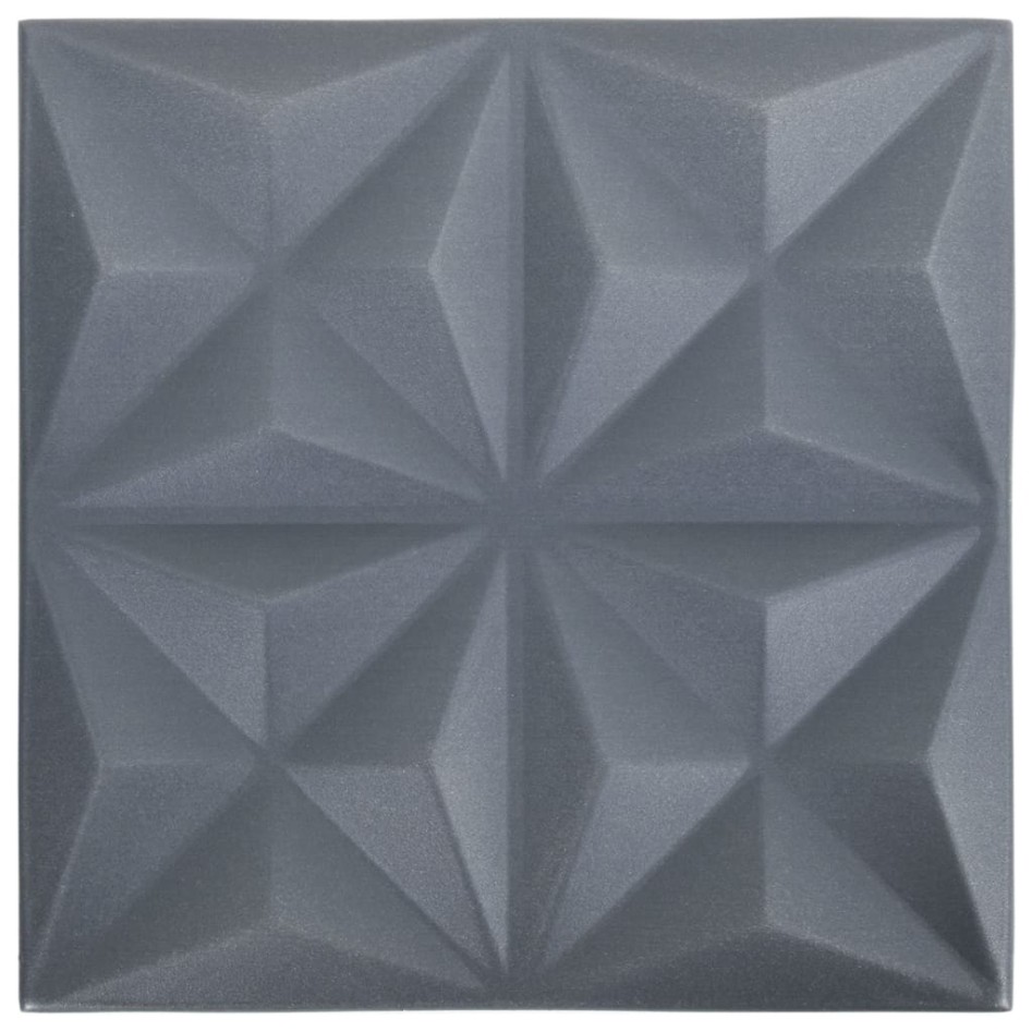 Paneles de pared 3D 24 unidades gris origami 6 m² 50x50