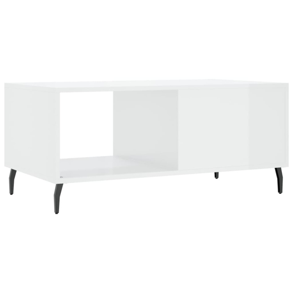 Mesa de centro madera contrachapada blanco brillo 90x50x40
