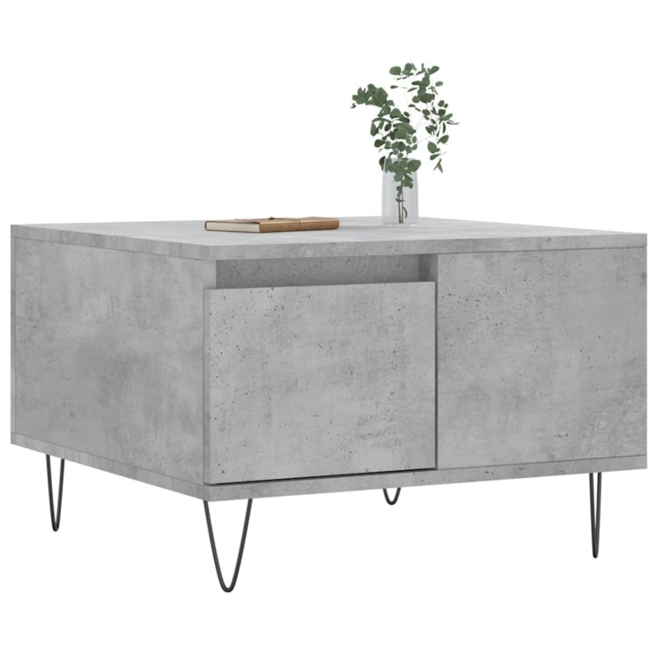 Mesa de centro madera contrachapada gris hormigón 55x55x36,5