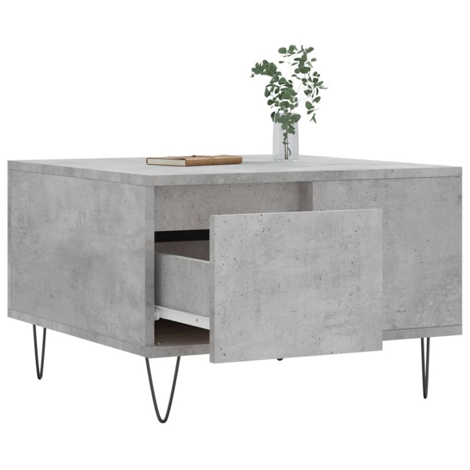 Mesa de centro madera contrachapada gris hormigón 55x55x36,5