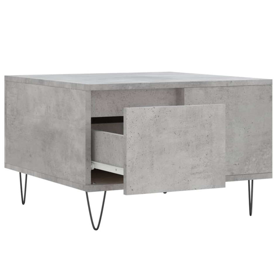 Mesa de centro madera contrachapada gris hormigón 55x55x36,5