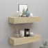 Estantes de pared con cajón 2 uds MDF roble 60x23,5x10