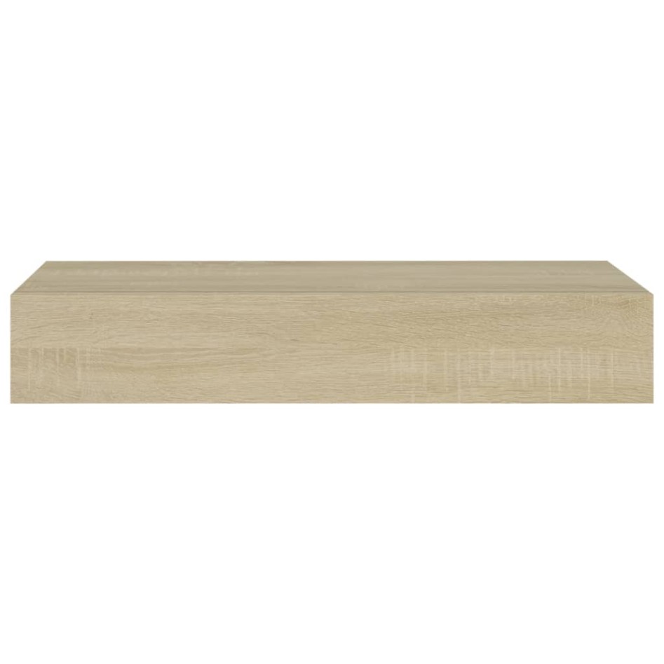 Estantes de pared con cajón 2 uds MDF roble 60x23,5x10