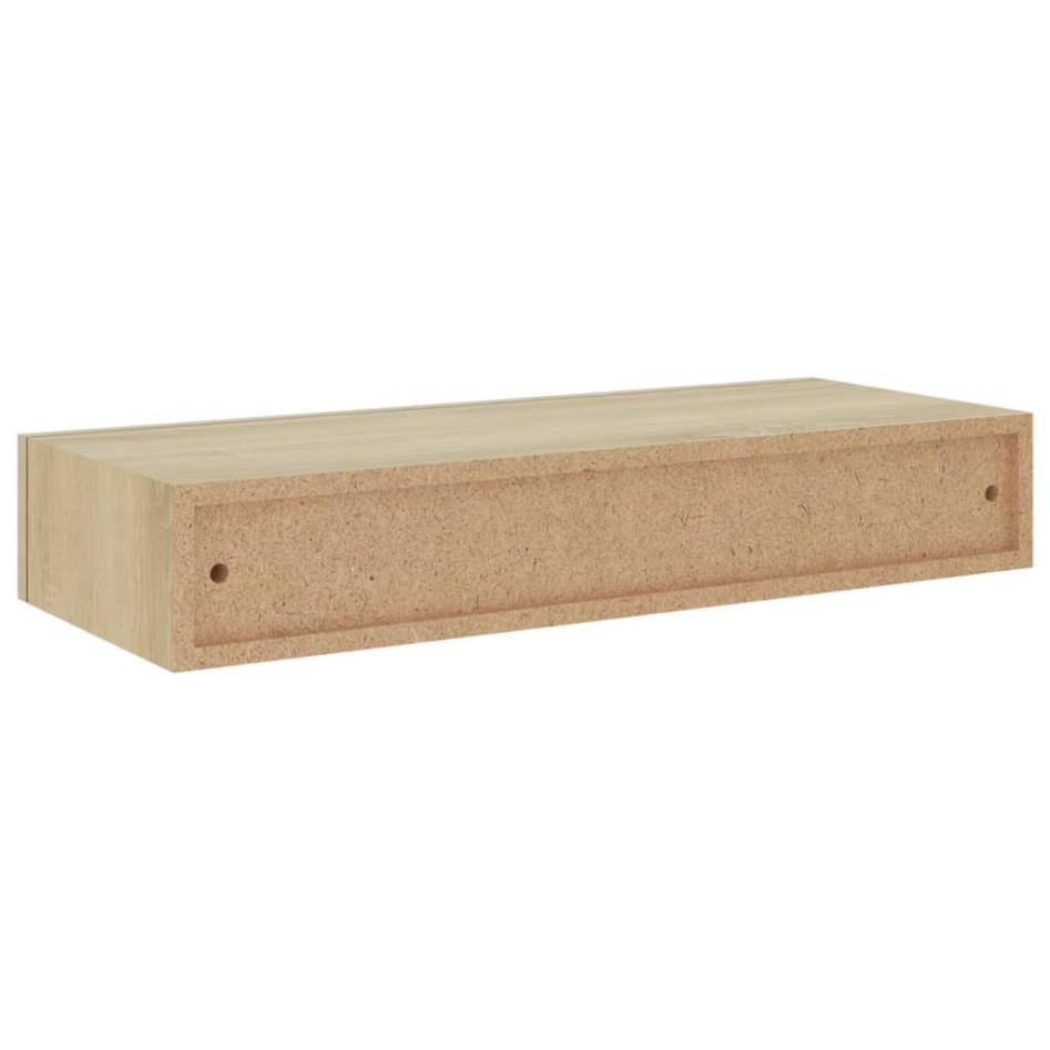 Estantes de pared con cajón 2 uds MDF roble 60x23,5x10