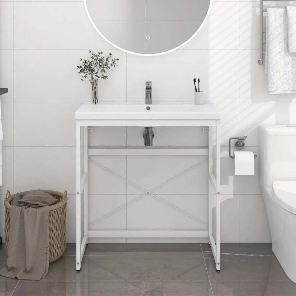 Estructura de lavabo de hierro blanco 79x38x83