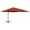 Sombrilla voladiza con poste y luces LED terracota 300 cm