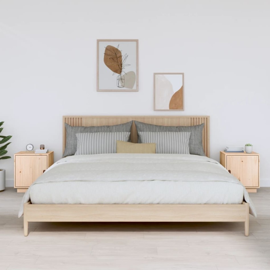 Mesitas de noche 2 uds madera maciza de pino 40x34x45