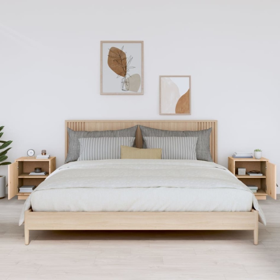 Mesitas de noche 2 uds madera maciza de pino 40x34x45