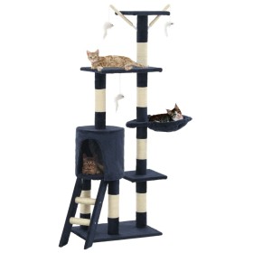 Rascador para gatos con poste de sisal 138 cm azul