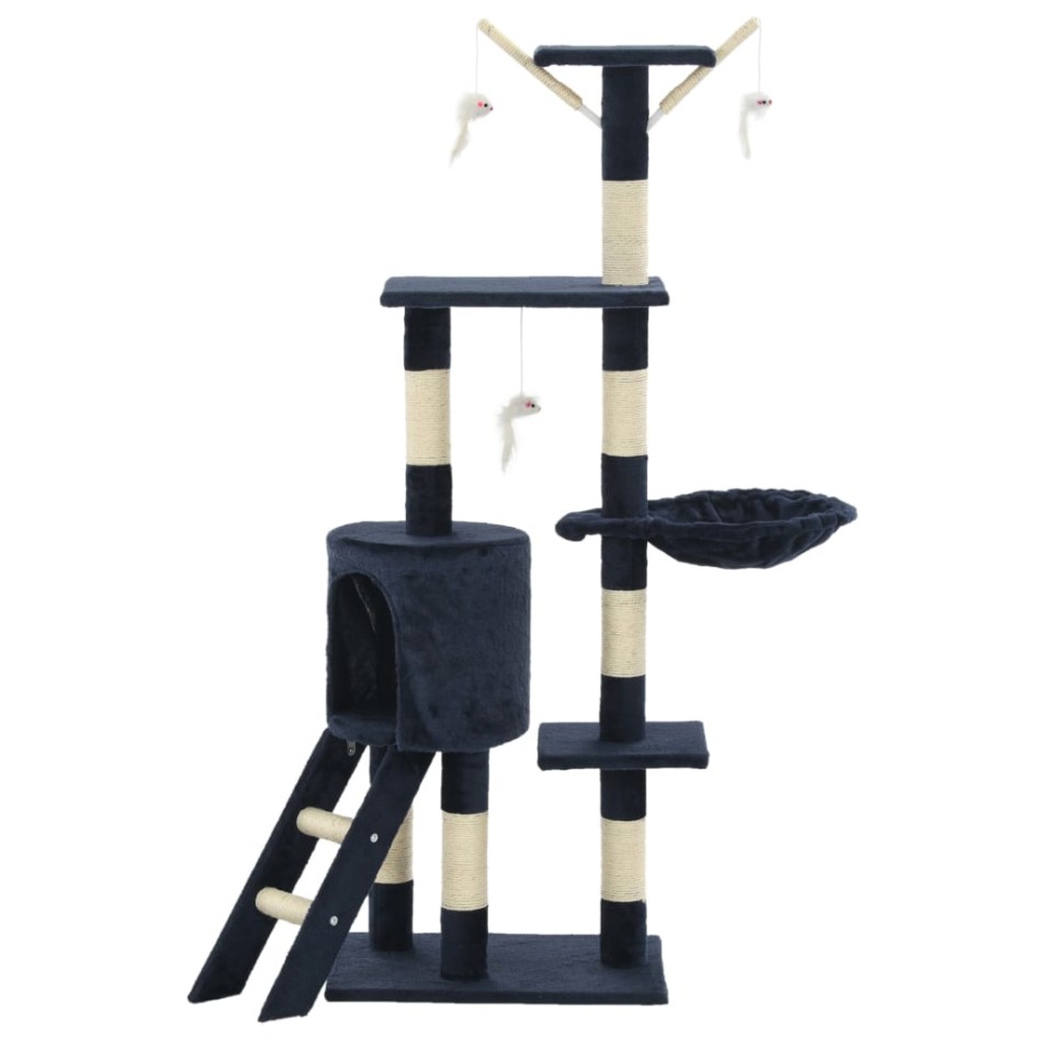 Rascador para gatos con poste de sisal 138 cm azul