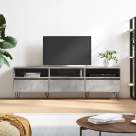 Mueble de TV madera contrachapada gris hormigón 150x30x44,5
