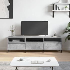 Mueble de TV madera contrachapada gris hormigón 150x30x44,5