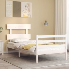 Estructura de cama con cabecero madera maciza
