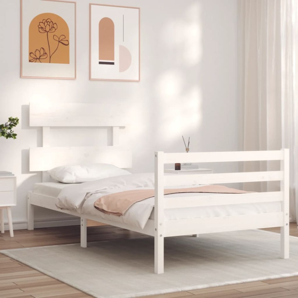 Estructura de cama con cabecero madera maciza